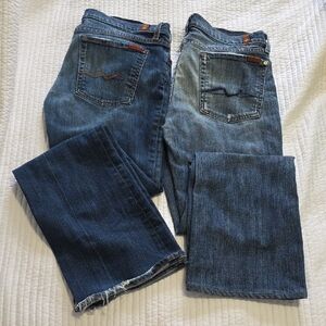 7 For All Mankind Women's Boot Cut Jeans - Dark and Light Blue